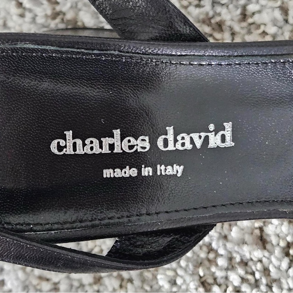 Charles David Black Heeled Sandals - Picture 6 of 7